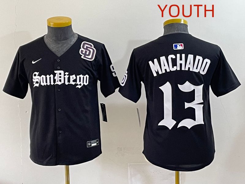 Youth 2025 San Diego Padres #13 Machado Black Five generations Joint Name Nike MLB Jersey style 16